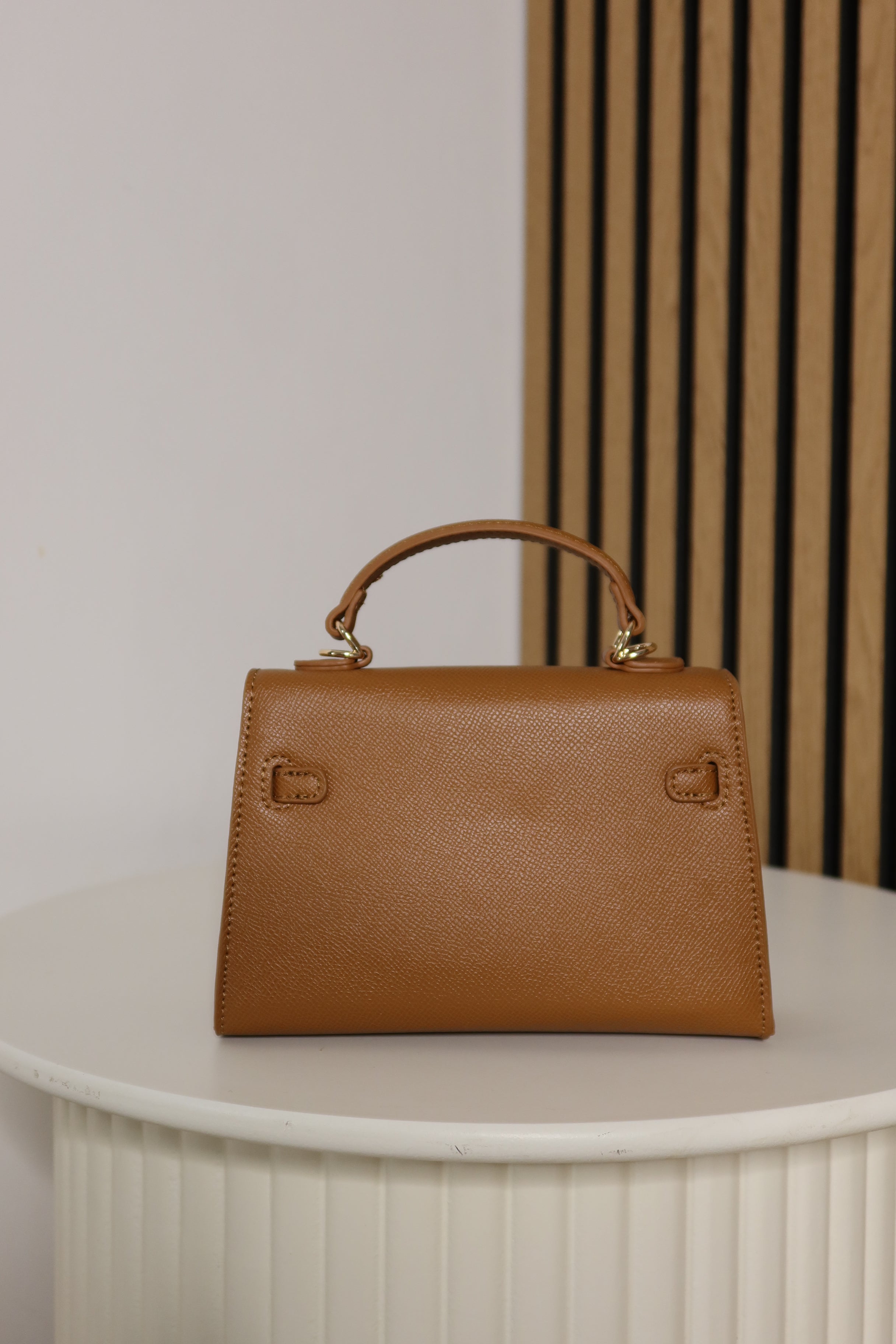 Borsa mini Kelly (cuoio / ceruleo / panna)